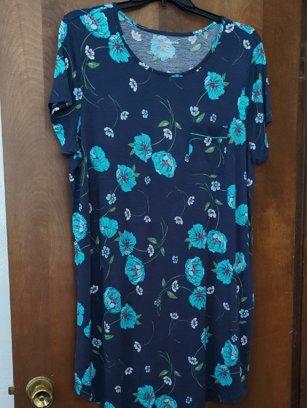 Liz Claiborne Navy Tee with Teal Floral Print